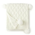 thumbnail image 4 of Crafted by Catherine Pom-Pom Sweater Knit Throw 50" x 60", Cozy Sweater Knit Throw, Super Soft, Ivory, 4 of 4