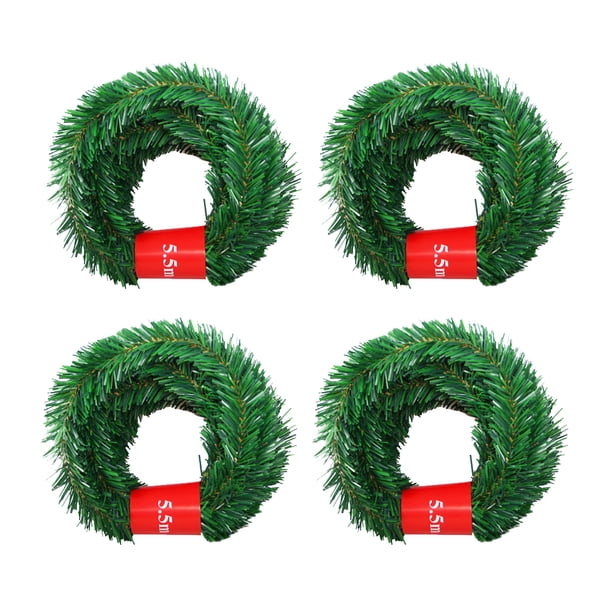 Navidad De Pino De 5,5 M, Árbol De Navidad Artificial Verde, Paquete De Guirnaldas De Ratán, Decoración De Jardín De Pared De Pino De Navidad Cateissary HA040236-02