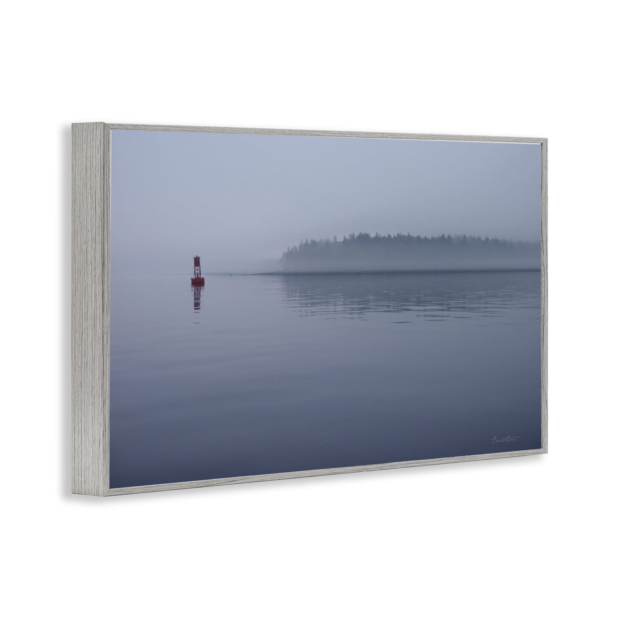 Stupell Industries Penobscot Bay Landscape Landscape Photography Gray Framed Art Print Wall Art, 24 x 16
