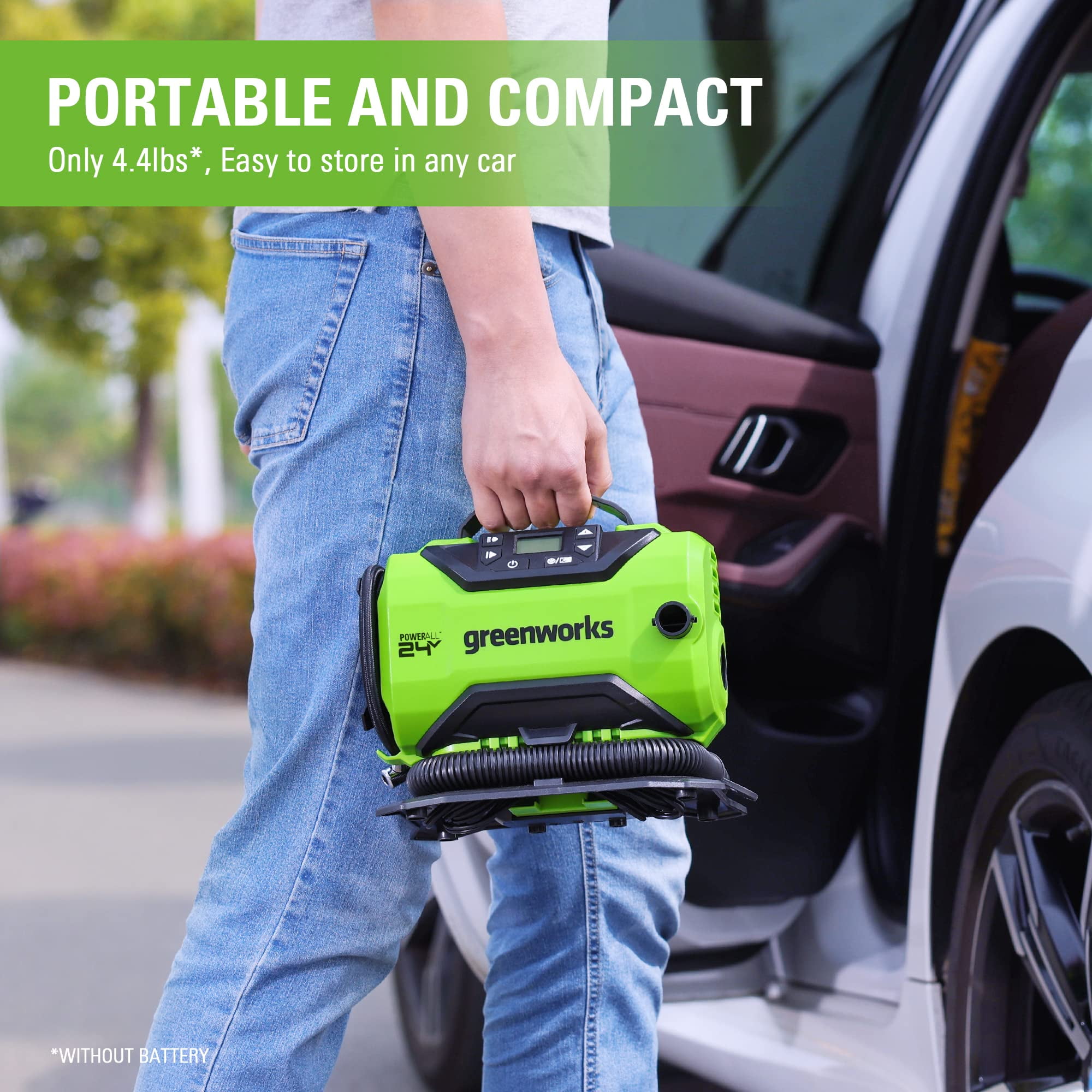 Greenworks 24V Cordless Tire Inflator 160 PSI Portable Air Compressor, Tool Only
