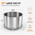 thumbnail image 4 of Eclaron 28inch Large Stainless Steel Smokeless Fire Pit Wood Burning Stove Outdoor Camping Patio Picnic, 4 of 8