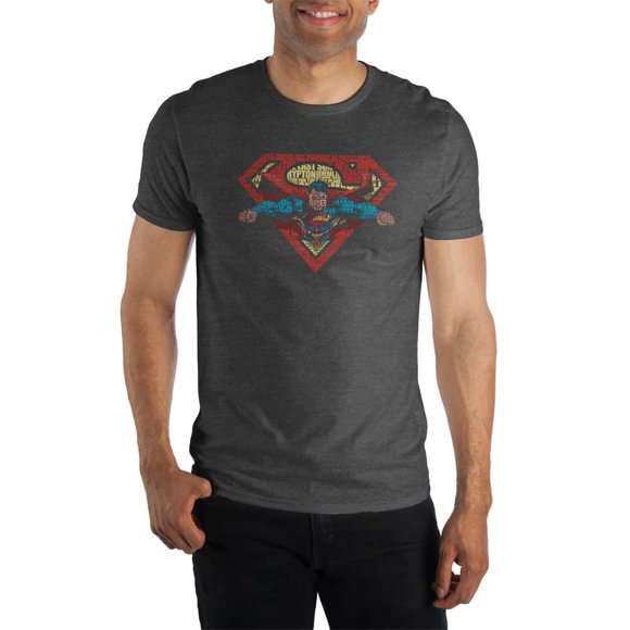 Superman Flying Out Of Logo Men's Black T-Shirt Tee Shirt-Medium