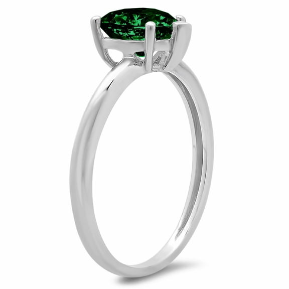 1.25 ct Heart Cut Simulated Emerald Solitaire Engagement Ring for Women in 18K White Gold