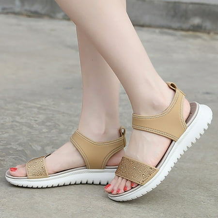 

bvgfsahne Women s Simple And Lightweight Sports Style Rhinestone Summer Sandals