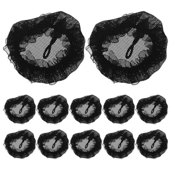 UPGRATOR Black Hair Nets for Buns Lace 12Pcs 3.7X3.7X0.5In
