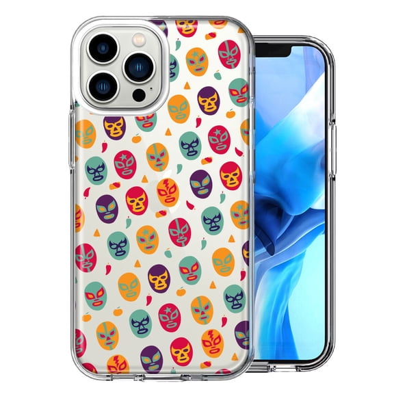 MUNDAZE For Apple iPhone 13 Pro Max Lucha Libre Masks Design Double Layer Phone Case Cover