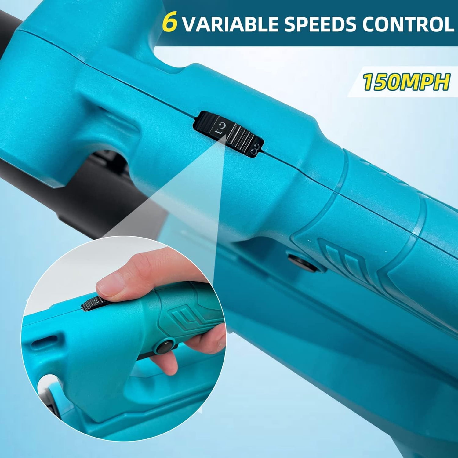 21V Cordless Leaf Blower, 150 MPH, 460 CFM, 6 Adjustable Speeds, Lightweight & Powerful for Lawn Care, Snow Blowing, and Debris Cleanup