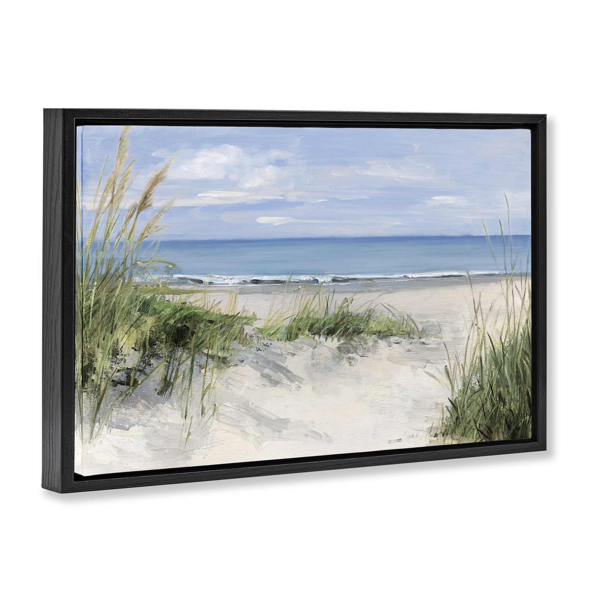Stupell Industries Tall Grasses by Beach Coast Black Framed Floater Canvas Wall Art, design by Sally Swatland