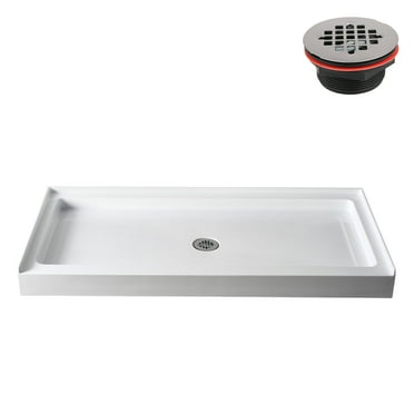 Streamline GB-513-56 60 in. x 30 in. Alcove Acrylic Shower Base in Glossy White With Center Drain, ABS Drain Included