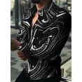 thumbnail image 1 of Camisas hawaianas Camisas estampadas doradas de lujo Camisa de moda para hombres Blusa de playa con solapa cubana de manga larga Ropa para hombres Dar la vuelta, 1 of 6