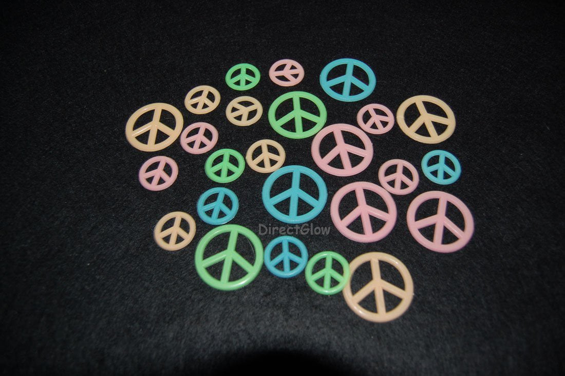 24 Piece Glow in the Dark Multicolor Peace Signs 