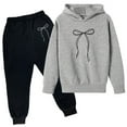 thumbnail image 3 of MEZZALL Bowknot Print Two Piece Outfits Sets For Girls Comfortable Casual Cartoon Playwear Daily Sweatshirt Tops Hoodie Trousers Pants Fashion Lovely Long Sleeve Clothing Sets, 3 of 3