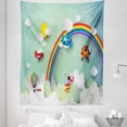 thumbnail image 1 of Cartoon Tapestry, Plane Hot Air Balloon Helicopter Flying Rainbow Sunny Sky Happy Illustration, Fabric Wall Hanging Decor for Bedroom Living Room Dorm, 5 Sizes, Multicolor, by Ambesonne, 1 of 1
