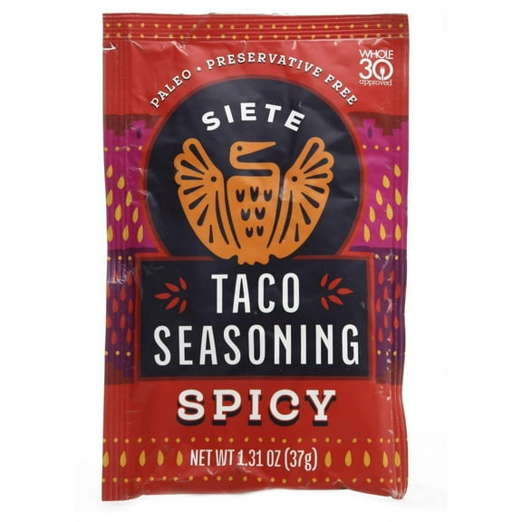 Siete Family Foods Spicy Taco Seasoning Spice Mix 1.31 oz Packet (Pack of 10)