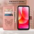 thumbnail image 2 of ELEHOLD for Google Pixel 7A Case Wallet with Wrist Strap, Butterfly Embossed PU Leather Folio Flip Case with Magnetic Closure Credit Card Holder Kickstand,Rose Gold, 2 of 6