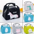 thumbnail image 2 of Portable Cartoon Unicorn Fox Bear Print Thermal Insulated Lunch Box Floral Bag Tote Bento Pouch Lunch Container, 2 of 5