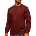 thumbnail image 5 of IROINNID Long Sleeve Pullover Shirts for Men Comfy Round Neck Solid Sweatshirt Sweatshirt Warm Fleece Sweatshirt Tops,Wine, 5 of 7