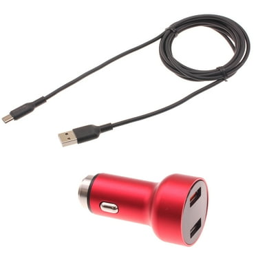 24W Fast Car Charger for iPhone 16/Pro/Max/Plus - 2-Port 6ft USB-C Cable DC Socket Power Adapter