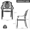 thumbnail image 4 of Dextrus Outdoor Cast Aluminum Armrest Dining Chairs Set of 2 Patio Bistro Chairs, Black, 4 of 8
