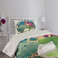 thumbnail image 4 of Ambesonne Colorful Quilted Coverlet 2 Pcs, Underwater Mermaid, Twin Size, Multicolor, 4 of 5