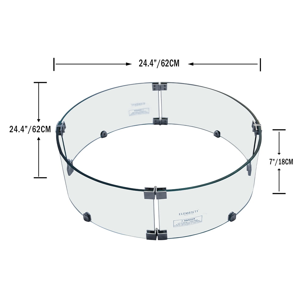 Elementi Outdoor Metropolis Fire Pit Table Tempered Glass Wind Screen Durable Round 25 x 25 x 7 inches Wind Guard Fence Sturdy Heavy Duty Firepit Accessory Stainless Steel Attachment Clips Included