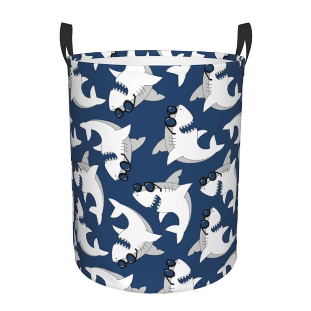 Fotbe Shark Cesto de Ropa con Asas, Cesto Impermeable de Gran Capacidad, Bolsa de Lavado para Dormitorio, Cesto de Ropa con Ruedas y Asas-Small