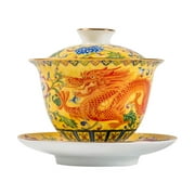Sancai Gaiwan Household Teawares Tearoom Cups Espresso Glass Set Tray Dragon Bowl Kung- Fu with Lid Travel