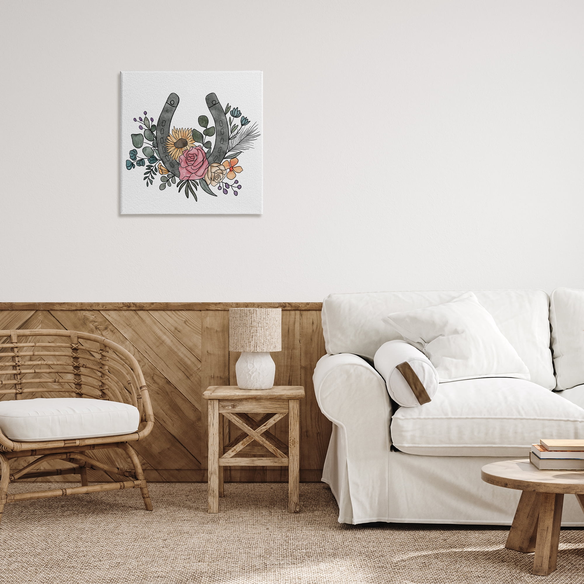 Stupell Industries Boho Floral Horseshoe Canvas Wall Art, design by Alisha Kiara Design