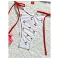 thumbnail image 4 of Women's 2 Piece Swimsuit Cherry Print Bikini Set Halter Triangle Bikini Side Tie String Bathing Suits White Red Medium, 4 of 4