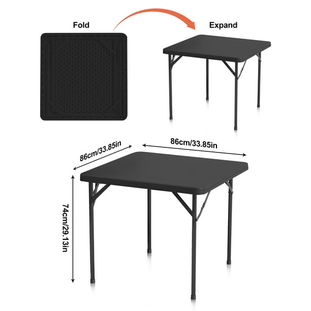 Portable Square Folding Card Table with Collapsible Legs and Vinyl