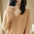 thumbnail image 3 of Cárdigan de punto para mujer, camisa básica con cuello en V, manga larga, conjunto de primavera, suéter para mujer, estilo coreano, 3 of 6