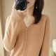thumbnail image 2 of Cárdigan de punto para mujer, camisa básica con cuello en V, manga larga, conjunto de primavera, suéter para mujer, estilo coreano, 2 of 5