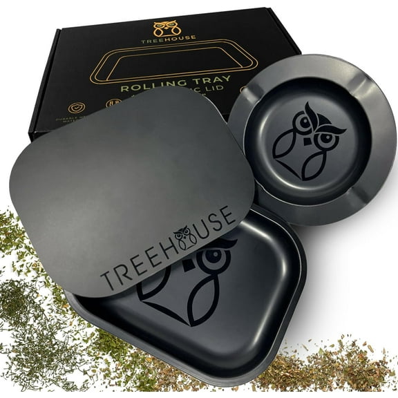 Rolling Tray Set with PVC Soft Magnetic Lid, Ashtray Included for Home Stora or Travel - 7" x 5.5", Small, Cute
