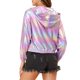 thumbnail image 3 of Chaqueta Brillante de Mujer INSPIRE CHIC de Manga Larga Ligera con Cremallera y Capucha Metálica S Púrpura Holográfica, 3 of 7