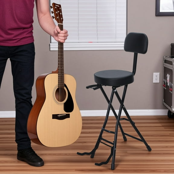 solautey Guitar Stool with Padded Cushion, Folding Stool with Back, Heavy Duty Foldable Stools for Adults, Portable Folding Stool Chair (41 inch) 