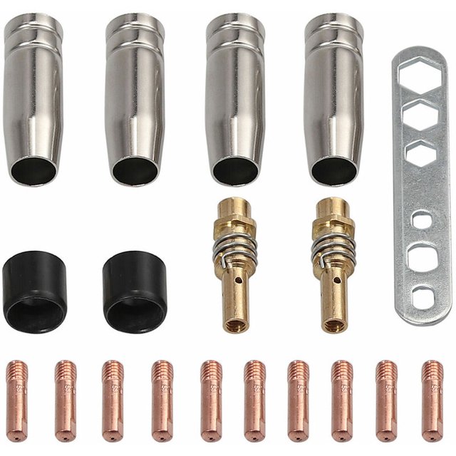 Juego de 19 piezas 15AK MIG/MAG Cabezal de contacto de soldadura 0,8 mm M6 Soporte de punta de boquilla de gas Kuyhfg Sin marca
