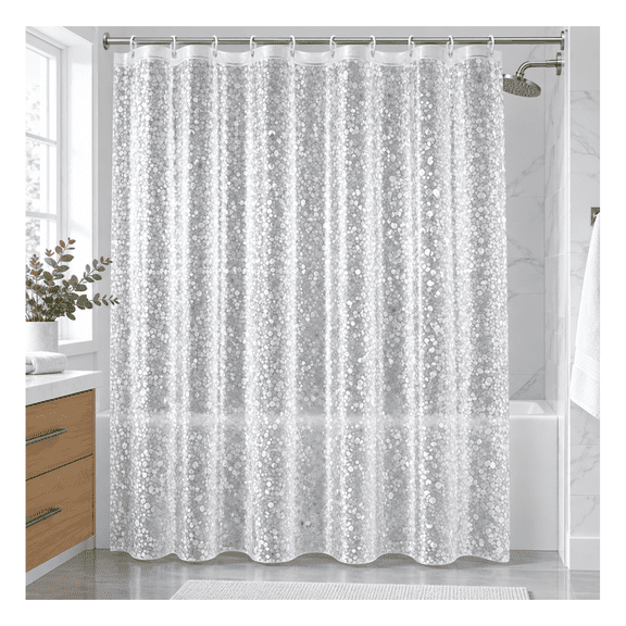 Clear Pebble PEVA Shower Curtain, Waterproof Textured Bathroom Liner, 72 x 72 in