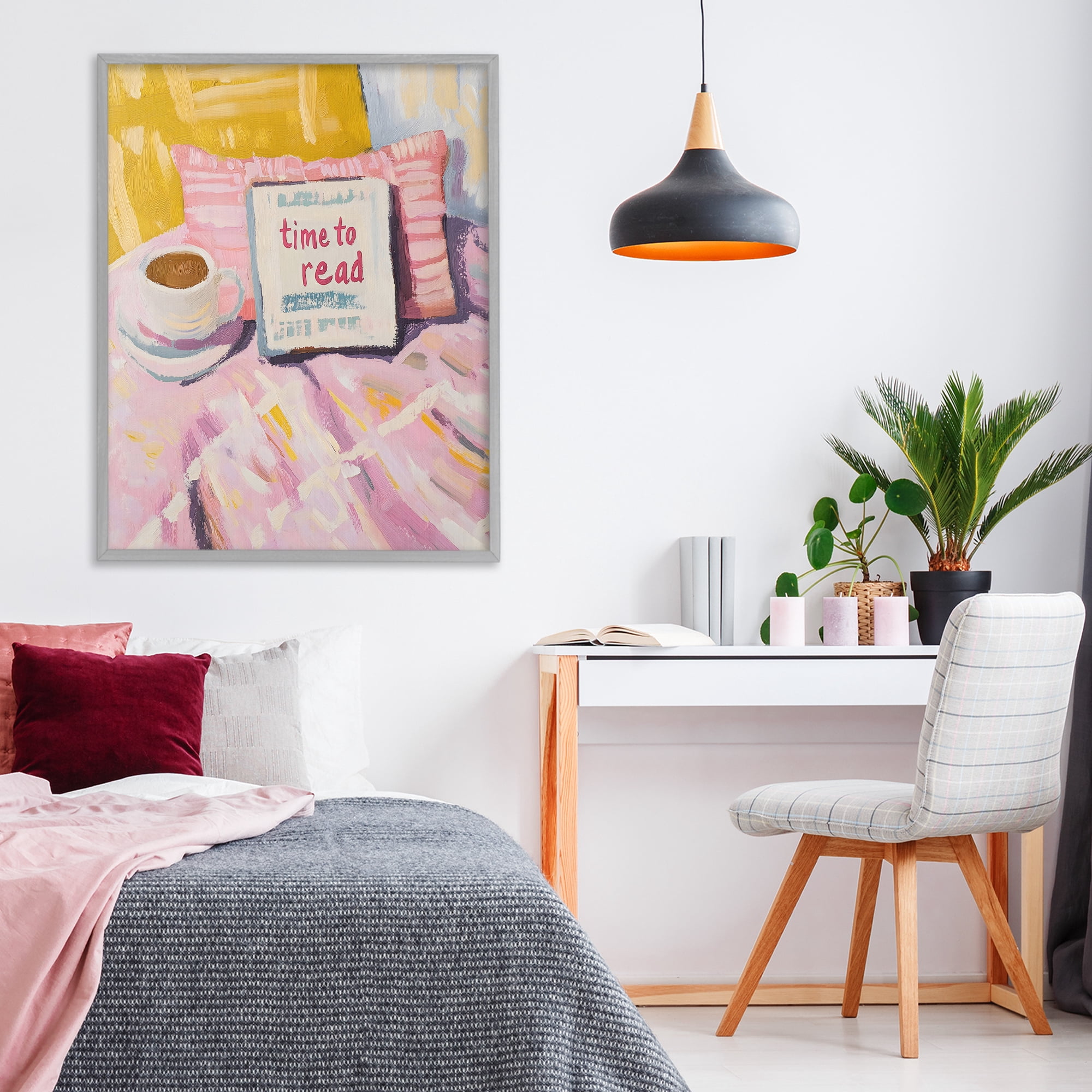 Stupell Industries Time To Read in Morning Gray Framed Giclee Art, design by The Prints Vibe