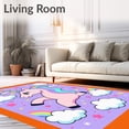 thumbnail image 2 of ODIKA 8'x10' Machine Washable Non-Slip Area Rug, Whimsical Unicorn Fantasy with Dancing Clouds and Pastel Motifs High Traffic Rug, Purple, 724036, 2 of 7