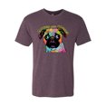 thumbnail image 2 of Pugs and Kisses Cute Dog Neon Rainbow Pug Dog Lover Mens Premium Tri Blend T-Shirt, Vintage Purple, 2XL, 2 of 3