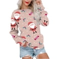 thumbnail image 1 of Qertyioot Chemises à Manches Longues pour Femmes, Hauts Décontractés de Mode Féminine Imprimé de Noël Col Rond Couverture Pull, 1 of 4