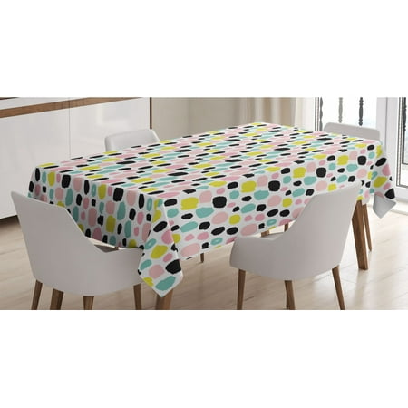 

Colorful Tablecloth Pastel Colored Spotty Pattern with Brush Strokes Hand Drawn Style Dots Rectangle Satin Table Cover Accent for Dining Room and Kitchen 60 X 84 Multicolor by Ambesonne