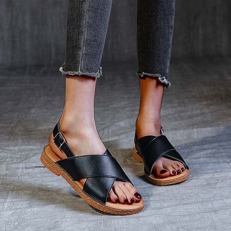 

Womens Sandals Gnobogi Sandals with Thick Bottom Fashion Women s Car Line Casual Sandals Breathable Comfortable Thick Bottom Cross Outdoor Sandals Black