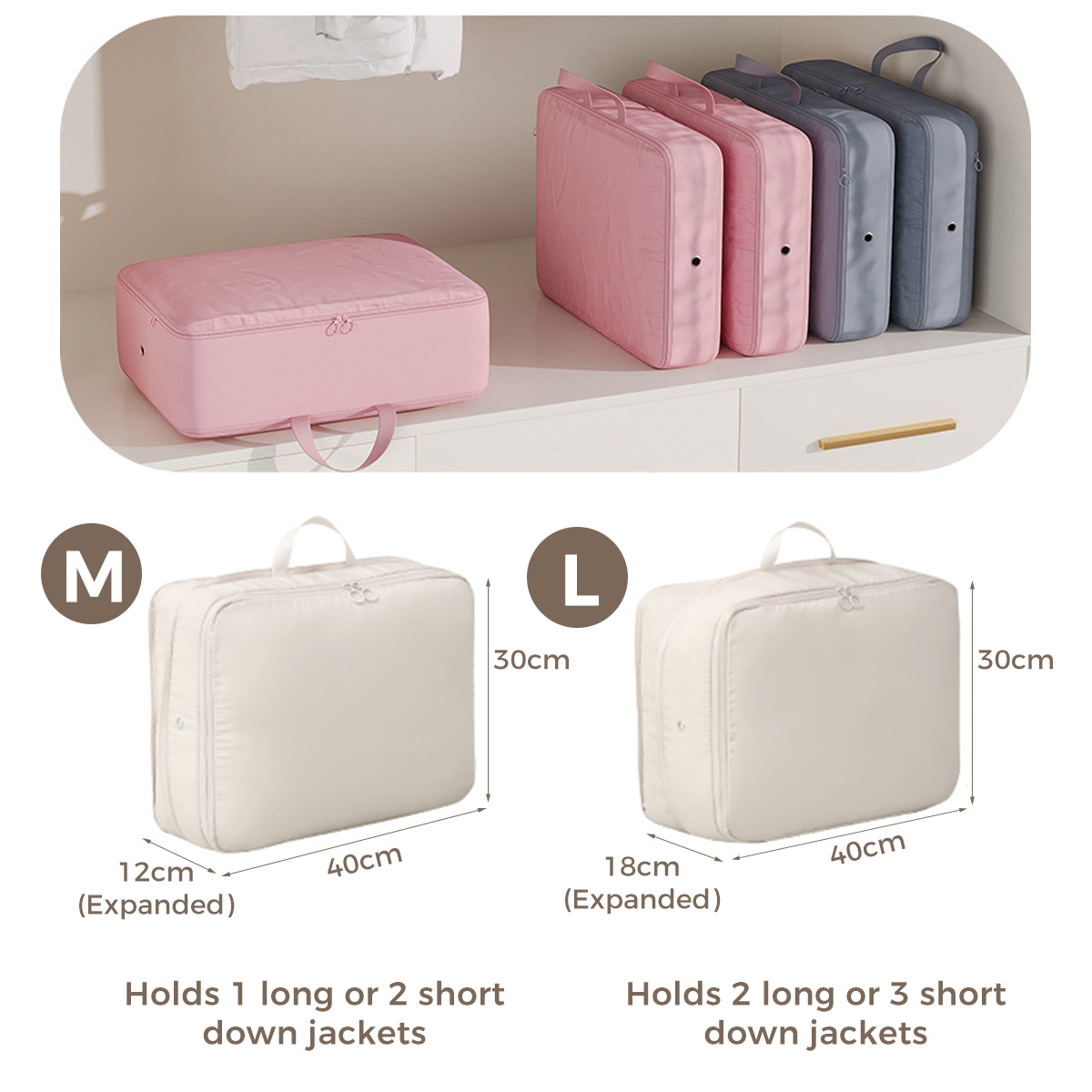 AUXDIQ 3 PCS Compression Packing Cubes Travel Luggage Organizer Bags Set Packing Organizers Compression Suitcase Bag Travel Essential Bag