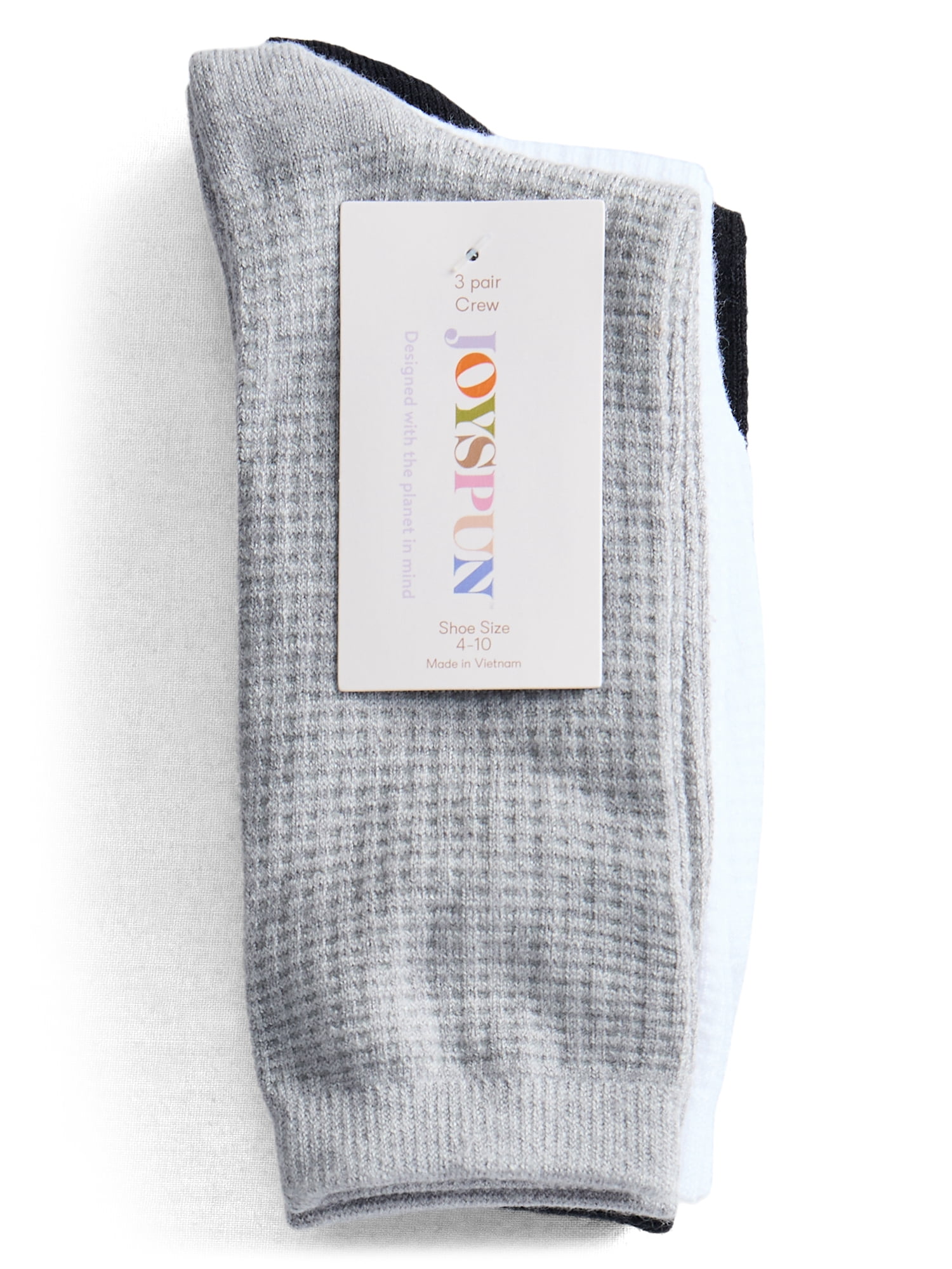 Joyspun Women’s Crew Elevated Dress Socks, 3-Pack, Shoe Sizes 4-10
