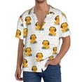 thumbnail image 7 of Lsque Cute Duck With Headphone print Men's Cuban Collar Short Sleeve Shirt Summer Beachwear Casual Button Down Fashionable Vacation Leisure Shirt-Small, 7 of 7