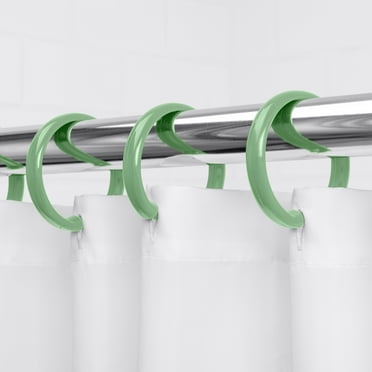 Mainstays Green Plastic Durable O-Shaped Shower Curtain Rings, 12 Count