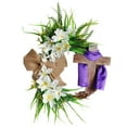 thumbnail image 2 of Easter Wreath Door Hanging Decoration with Cross, 15.7/17.7 Inch Easter Wreath Christian Wreath Front Door Chaste Lily Floral Wreath Grapevine Vine Easter Wreath Decor for Door Hanging Decoration, 2 of 4