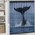 thumbnail image 6 of Orinice Whale Water Tail Bathroom Decor Set with Hooks, Colorful Luxurious Graphic Print Polyester Fabric Chic Modern Shower Curtain, Washable and Easy to Install 69x72, 6 of 7