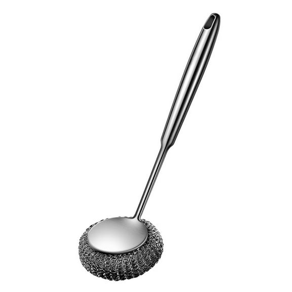 Stainless Steel Scourer Scrub Brush with Metal Handle for Pots, Pans, Grills